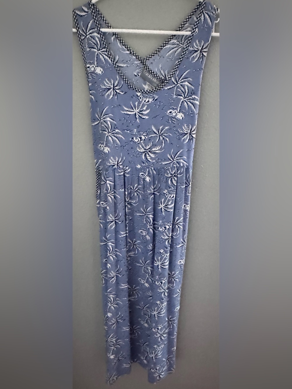 Carol AndersonSleeveless Maxi Dress in Dusty Blue Palm Tree Print